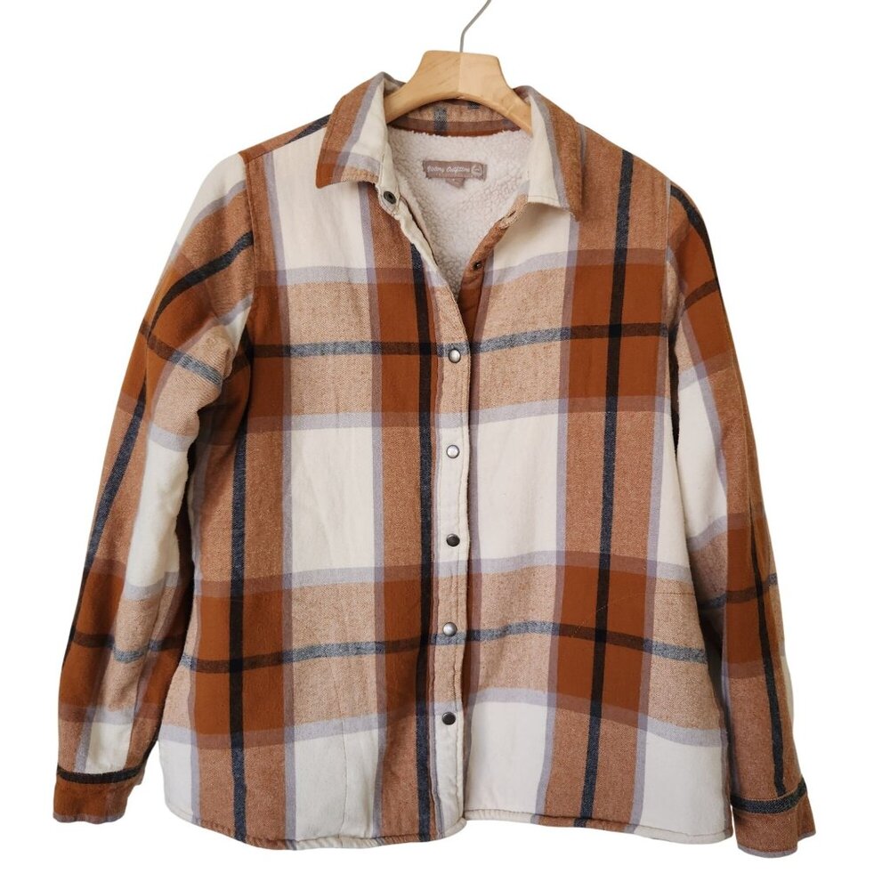 Victory Outfitters Plaid Snap Front Sherpa Lined Flannel Shirt Jacket Cozy